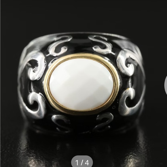 Dome-Shaped sterling Silver and 18k Gold Ring Scrollwork. By Phillip Gabriel - Picture 1 of 6